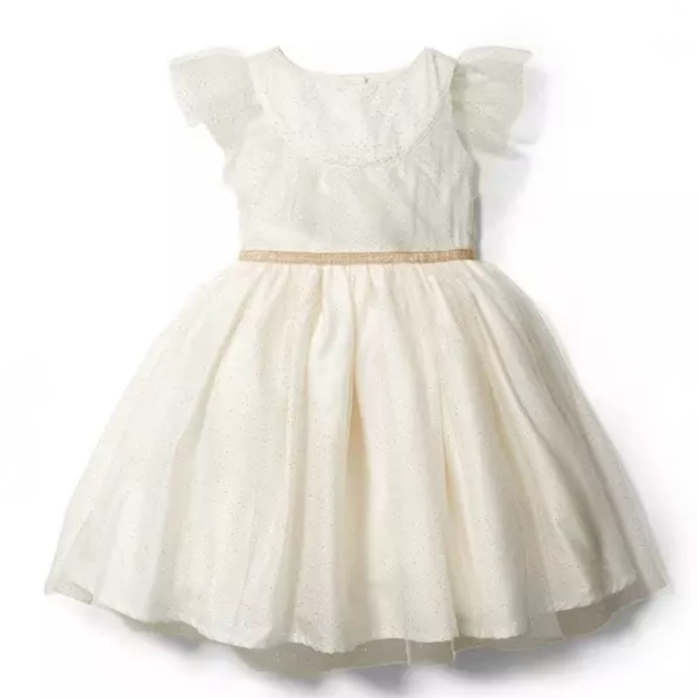 Janie & Jack Special Occasions Gold Sparkle Tulle Cream & Sugar Elegant Dress 6